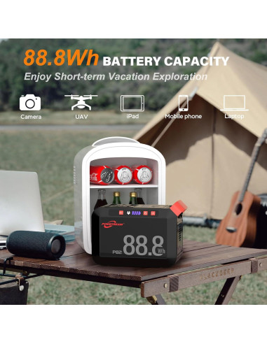Estación de Energía Portátil POWSTREAM 88.8Wh 80W para Camping