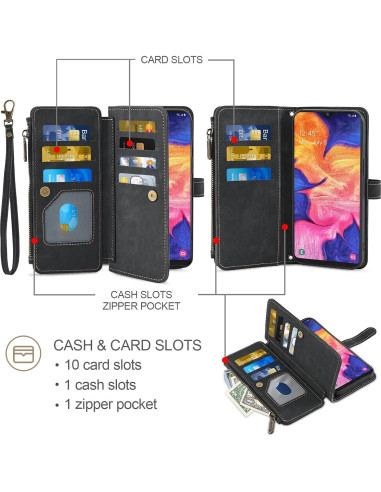 Funda Asuwish para Samsung Galaxy A10e con tapa y soporte