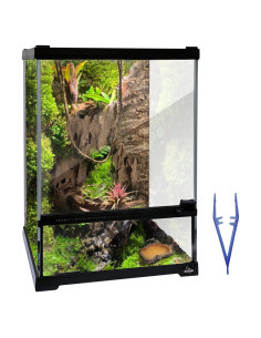 Terrario de vidrio Waazoorep 25.4x25.4x35.6 cm para reptiles