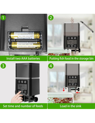 Dispensador Automático de Comida para Peces ZWJBSGY 320ML LCD