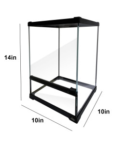 Terrario de vidrio Waazoorep 25.4x25.4x35.6 cm para reptiles 2
