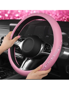 Cubierta de Volante de Cuero CAR PASS Rosa Brillante 36.8-38.1 cm 2