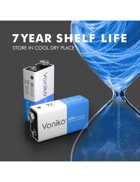 Baterías Alcalinas 9V Voniko - Paquete de 2 Ultra Duraderas