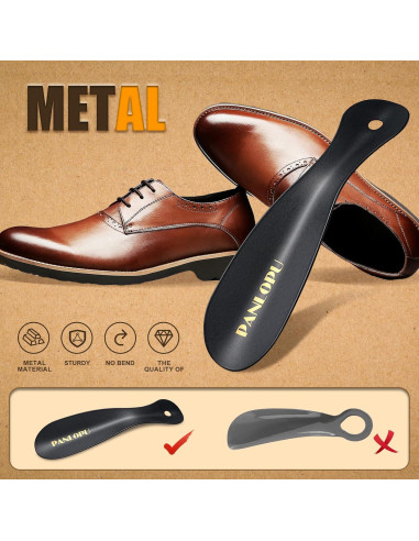 Cuerno de zapato de metal PANLOPU 19 cm ergonómico negro