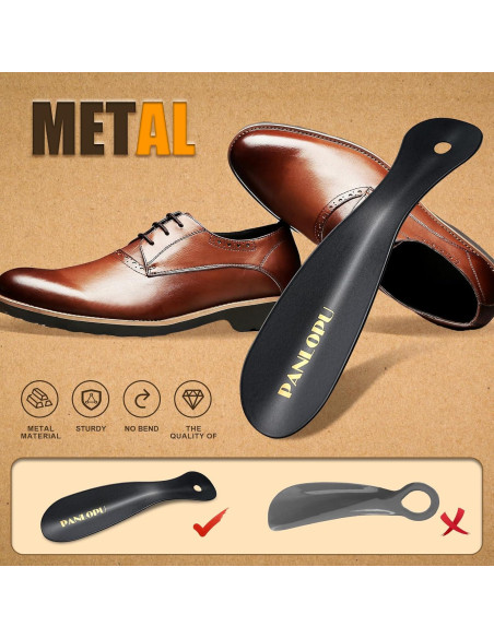 Cuerno de zapato de metal PANLOPU 19 cm ergonómico negro