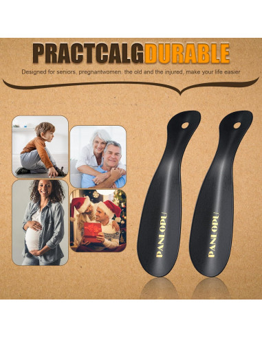 Cuerno de zapato de metal PANLOPU 19 cm ergonómico negro