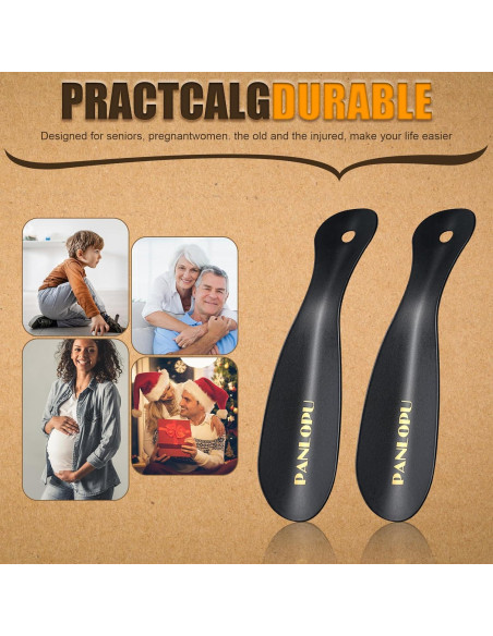 Cuerno de zapato de metal PANLOPU 19 cm ergonómico negro