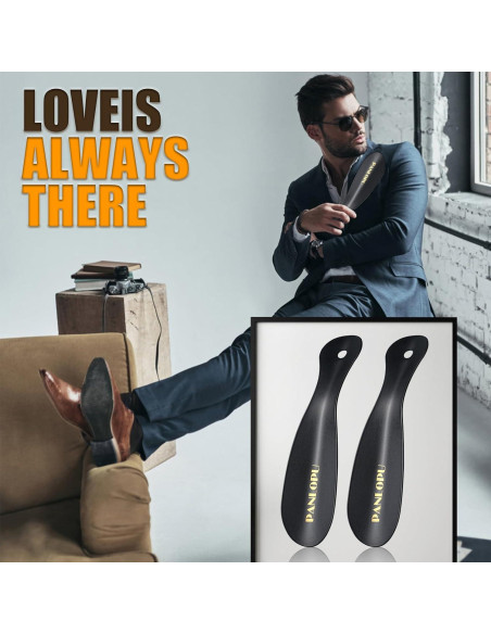 Cuerno de zapato de metal PANLOPU 19 cm ergonómico negro