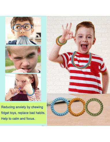 Collar Masticable Sensorial Olugu 12 Piezas Antiestrés Niños