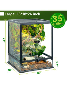Tanque de Reptiles de Vidrio 35 Galones Binano 60.96x45.72 cm 2