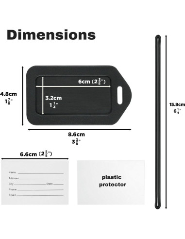 Etiquetas de Equipaje Mifflin Negras - 3 Piezas, PVC Resistente