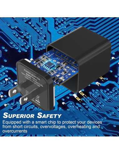 Cargador de Pared iGENJUN 2 Puertos USB 2.4A Negro