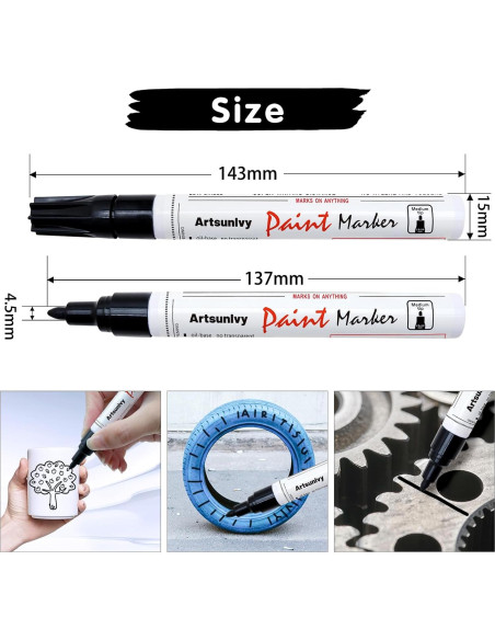 Marcadores Permanentes Artsunlvy Negro - Paquete de 2 Unidades
