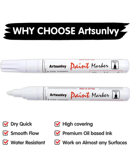 Marcadores Permanentes Artsunlvy Negro - Paquete de 2 Unidades