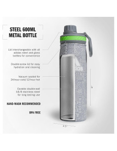 Botella de Agua Acero Inoxidable Adidas 600 ml Doble Pared 2