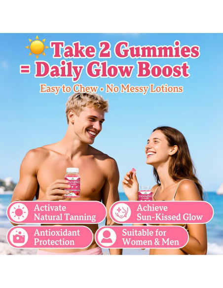 Gomitas Bronceadoras Veganas Meceilays 60 Unidades Sabor Fresa