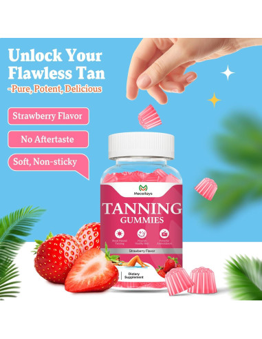 Gomitas Bronceadoras Veganas Meceilays 60 Unidades Sabor Fresa