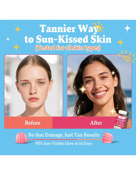 Gomitas Bronceadoras Veganas Meceilays 60 Unidades Sabor Fresa