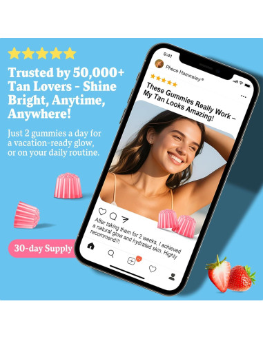 Gomitas Bronceadoras Veganas Meceilays 60 Unidades Sabor Fresa