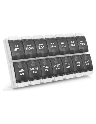 Organizador de Pastillas Semanal Sukuos AM PM 7 Días - Fácil Apertura