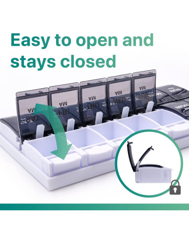 Organizador de Pastillas Semanal Sukuos AM PM 7 Días - Fácil Apertura