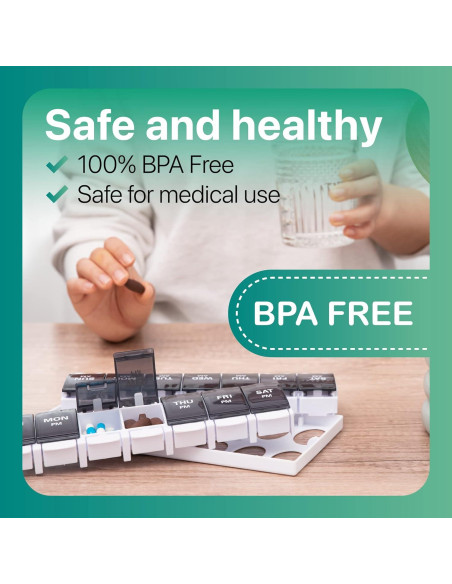 Organizador de Pastillas Semanal Sukuos AM PM 7 Días - Fácil Apertura