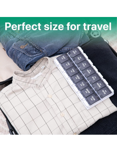 Organizador de Pastillas Semanal Sukuos AM PM 7 Días - Fácil Apertura