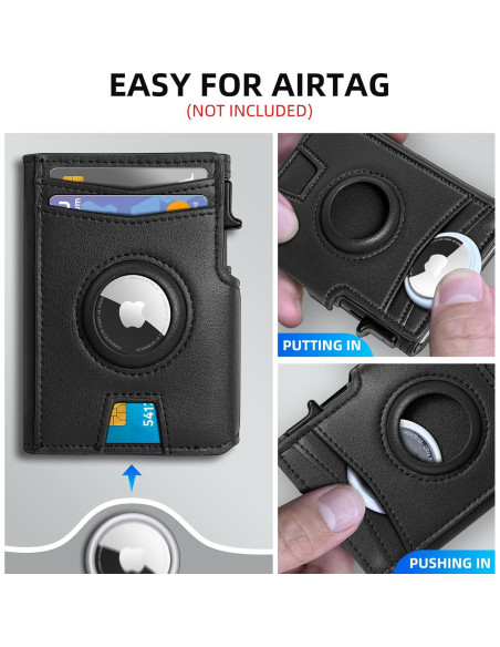 Billetera Airtag para hombres con bloqueo RFID y clip de dinero