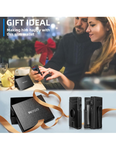 Billetera Airtag para hombres con bloqueo RFID y clip de dinero