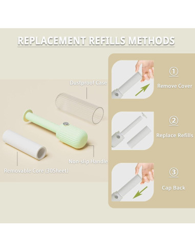 Rodillo de Pelusa Sgdazo Verde - 150 Hojas Recargables