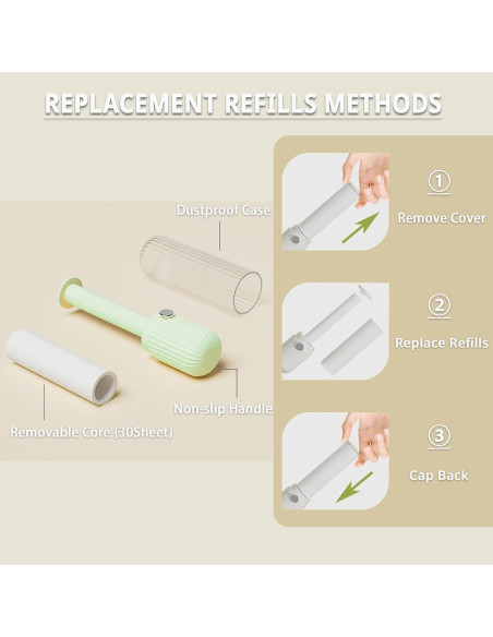 Rodillo de Pelusa Sgdazo Verde - 150 Hojas Recargables