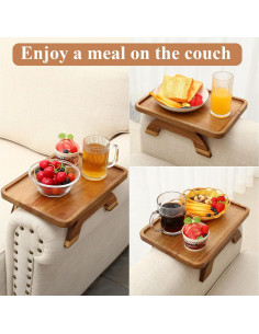 Mesa de brazo de sofá SINWANT de madera de acacia 35x25 cm 2