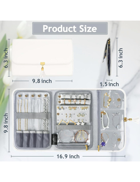 Estuche de Joyería de Viaje MATEIN Beige Grande Plegable