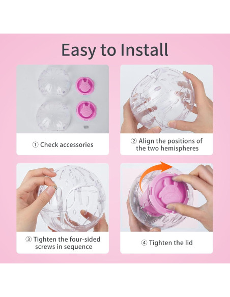 Bola de Hámster Transparente GYWHZC 12.45 cm Rosa Antideslizante