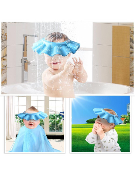 Gorro de Baño Ajustable para Bebés y Niños - EVA Azul