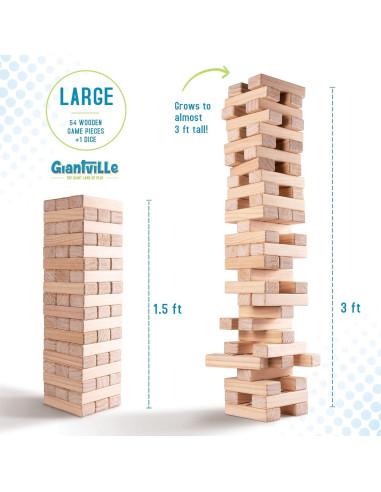 Juguete de Madera Giantville - Torre de Bloques 54 Piezas