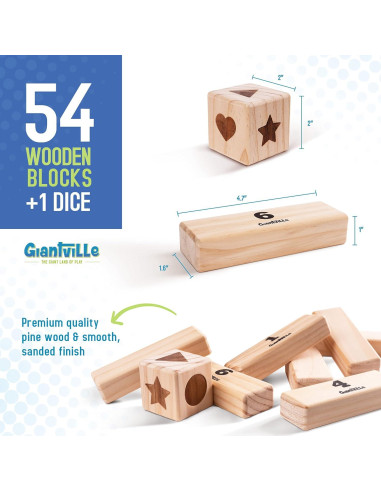 Juguete de Madera Giantville - Torre de Bloques 54 Piezas