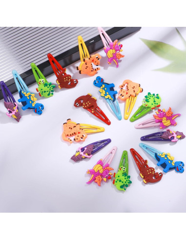 30 Clips de Pelo de Dinosaurio Alomois - Antideslizantes y Ligeros