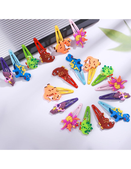 30 Clips de Pelo de Dinosaurio Alomois - Antideslizantes y Ligeros