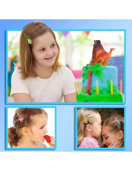 30 Clips de Pelo de Dinosaurio Alomois - Antideslizantes y Ligeros