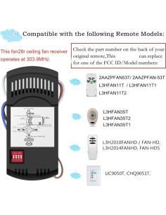 Receptor de Ventilador de Techo FAN28R Onisamt 240W 303.9MHz 2
