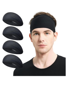 Cinta para la Cabeza Deportiva MARKEEP Unisex 4 Piezas Negra