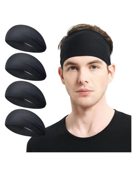 Cinta para la Cabeza Deportiva MARKEEP Unisex 4 Piezas Negra