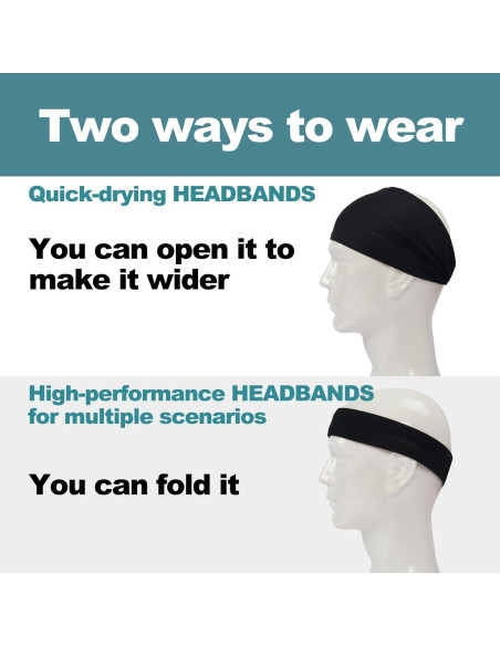 Cinta para la Cabeza Deportiva MARKEEP Unisex 4 Piezas Negra