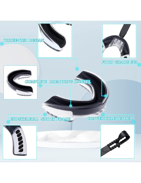 8 Protectores Bucales Juveniles TOODOO con Correa para Deportes