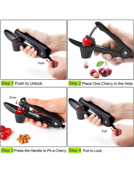 Removedor de Huesos de Cereza Aebor - 2 Piezas, Negro