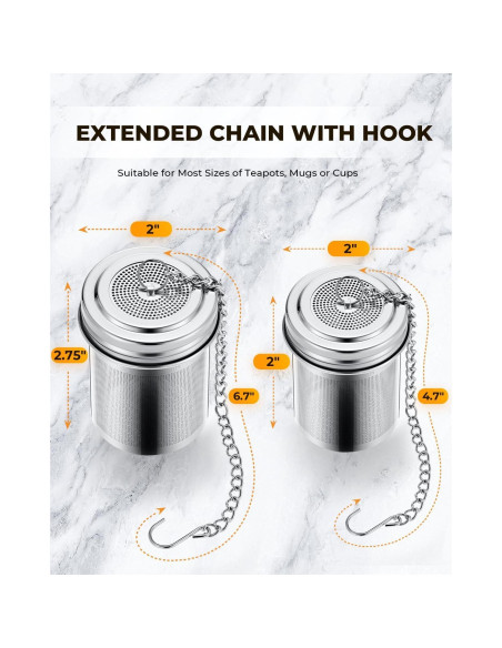 Infusor de Té House Again Acero Inoxidable 2 Piezas Grande y Pequeño