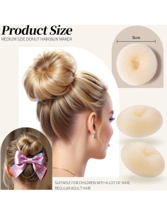 Kit de Hacer Moños Teenitor - 4 Piezas Medianas + Redes y Horquillas 2