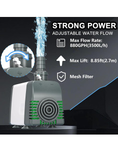 Bomba de Agua Sumergible Zoronk 550GPH Silenciosa 0.54kg 2