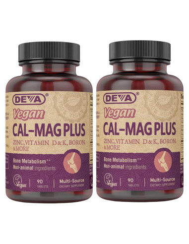 Suplemento Vegano Calcio y Magnesio DEVA 90 Tabletas x 2